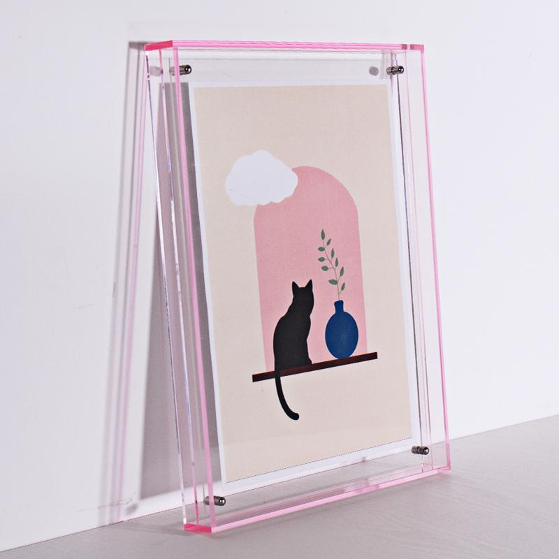 Color Acrylic Photo Frame Picture Frame and Acrylic Decorative Tray - Horizontal and Vertical Formats for Tabletop/Wall Display
