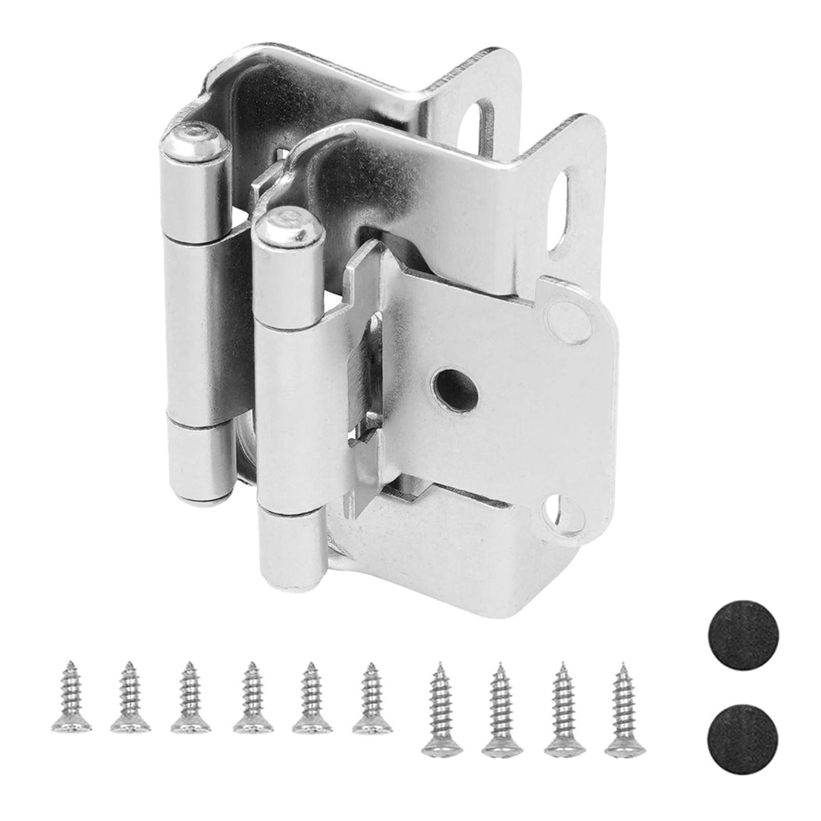 

2pcs 1/2Inch Overlay Cabinet Steel Hinges w/screw Self-closing Spring Semi Partial Around Hidden RV Black/Silver/Antique Bronze срібний