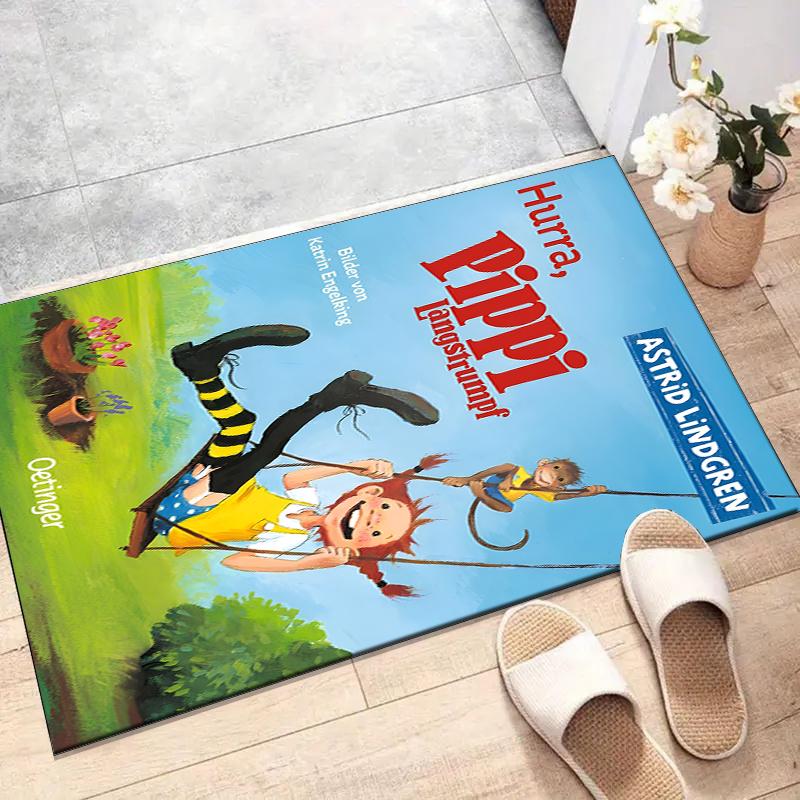 Pippi Longstocking Polyester Carpet, Soft Indoor Mat for Office Chair, Living Room, Computer Desk - Decorative Home Office Rug Design