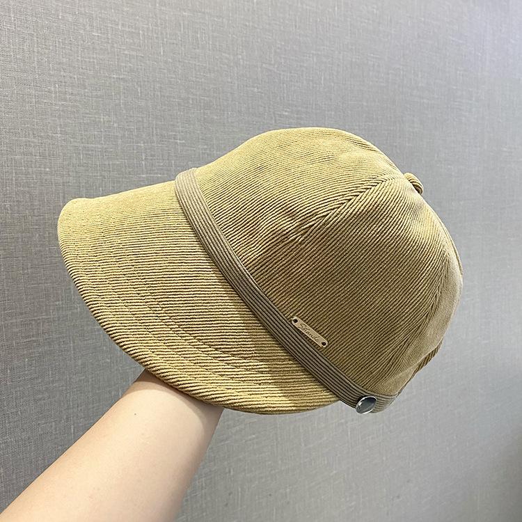 Autumn and Winter Corduroy Peaked Hat for Women Hanging Mask Wide Brim  Face Showing Small Fisherman Hat Casual  Versatile and Foldable