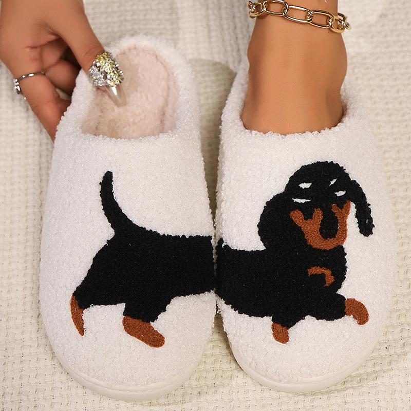 Modische lässige weiße Cartoon-Baumwollpantoffeln für Damen Winter 2025 Indoor Warme Plüsch-Pantoletten Frau Rutschfeste Leichte Schuhe Dame