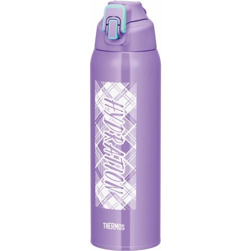 Thermos Water Bottle Vacuum Insulated Sports Bottle Purple Check 1.5L FHT-1500F PL-CH