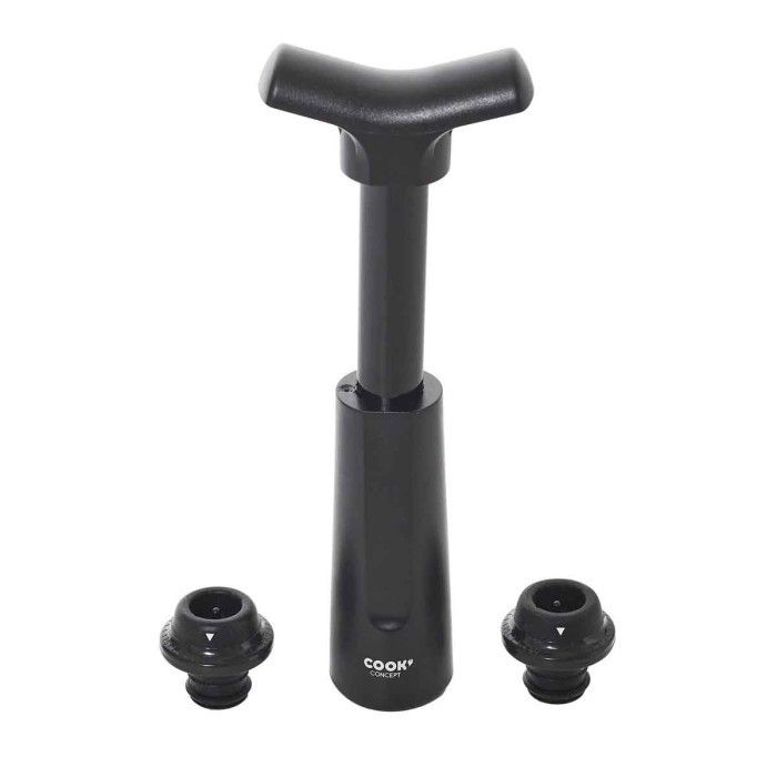 Pompe à Vin Vide d'Air "2 Bouchons" 16cm Noir