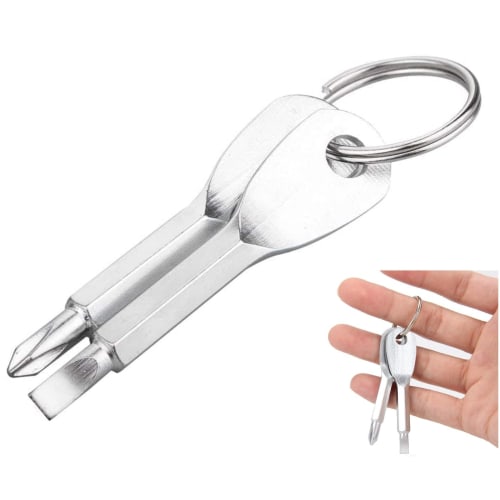 Portable Screwdriver Set with Flathead and Phillips Heads, Simple Type, Clip, Multi-Holder, and Ring, Portable, EDC, Outdoor Work, DIY, Mini Pocket Si