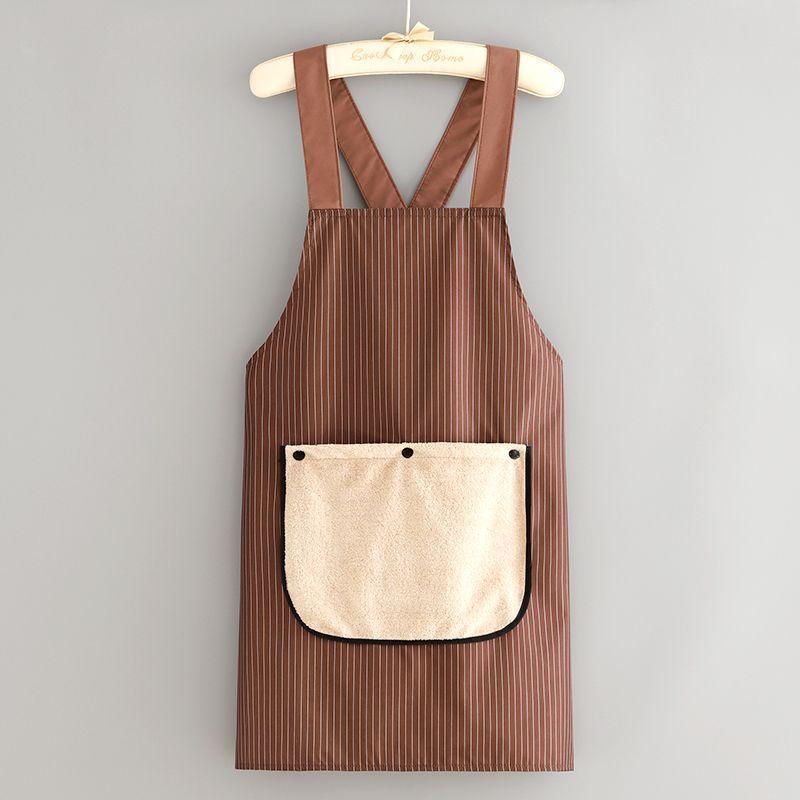 New Apron Waterproof Oil-proof Apron with Detachable Towel Pocket, Unisex Household Kitchen Apron Coffee Shop Baking Overalls one size