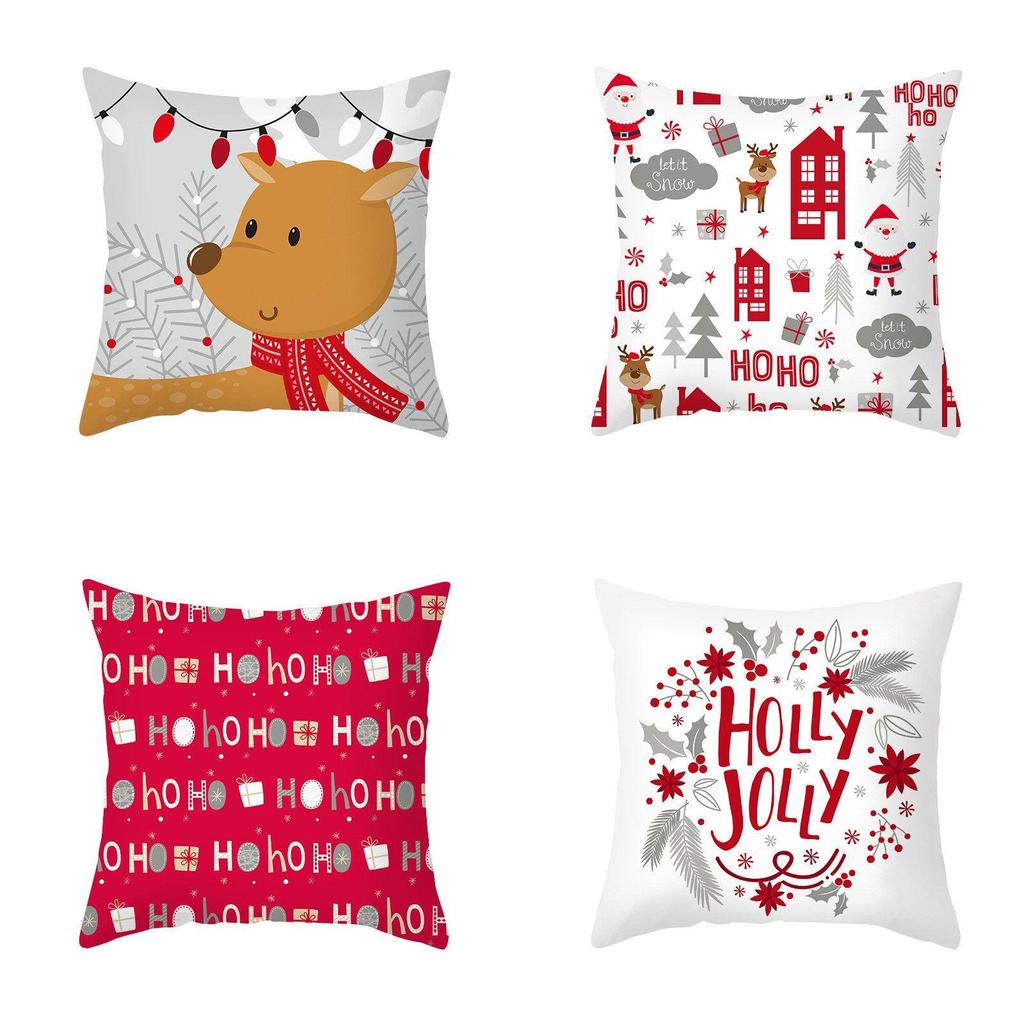 Bunter Weihnachtskissenbezug mit Weihnachtsmann-Design für gemütliche Sofa- und Autodekoration