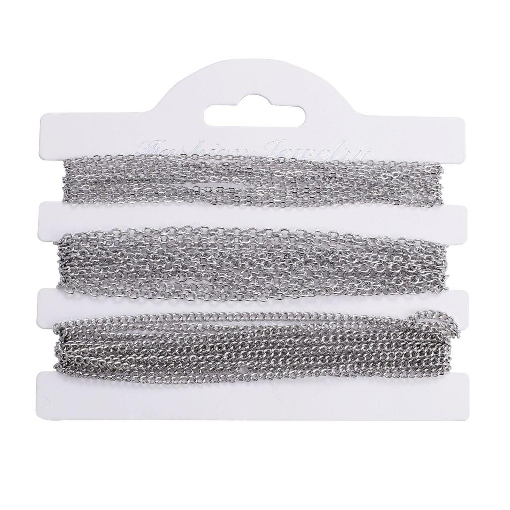 Stainless Steel Fine Chain Set: 1.5mm, 2mm Cross, 2mm Dense Sideways, 6 Meters/Pack for DIY Jewelry