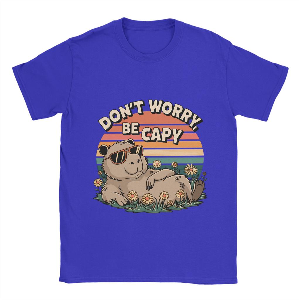 Capybara Dont worry Be Cappy T Shirt Summer  Hip Hop TShirts Man Cotton O Neck Plus Size Top Tees ShortSleeved Vintage Tshirt