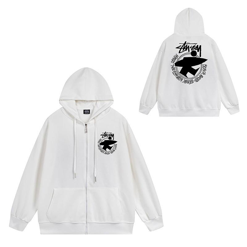 Trendy brand zipper hooded autumn and winter new letter flame pai jiu couple coat