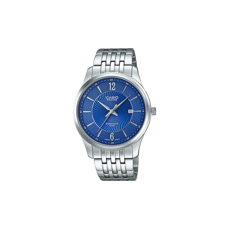 

Casio simple and fashionable quartz movement stainless steel strap Japanese and Korean watch men s watch blue dial BEM-151D-2A синій