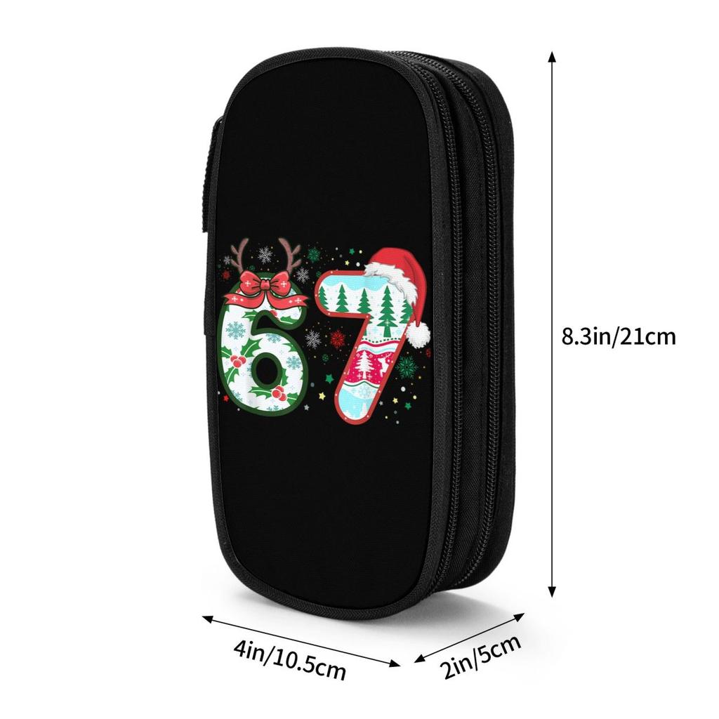 Funny Six Seven 67 Meme Christmas Pencil Case School Pencil Cases Double Layer Boy Girl Retro College Pencil Box Stationery
