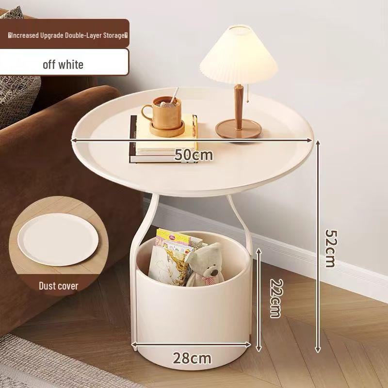 Home Wrought Iron Bedside Table & Storage Bucket - Light Luxury Small Corner Coffee Table