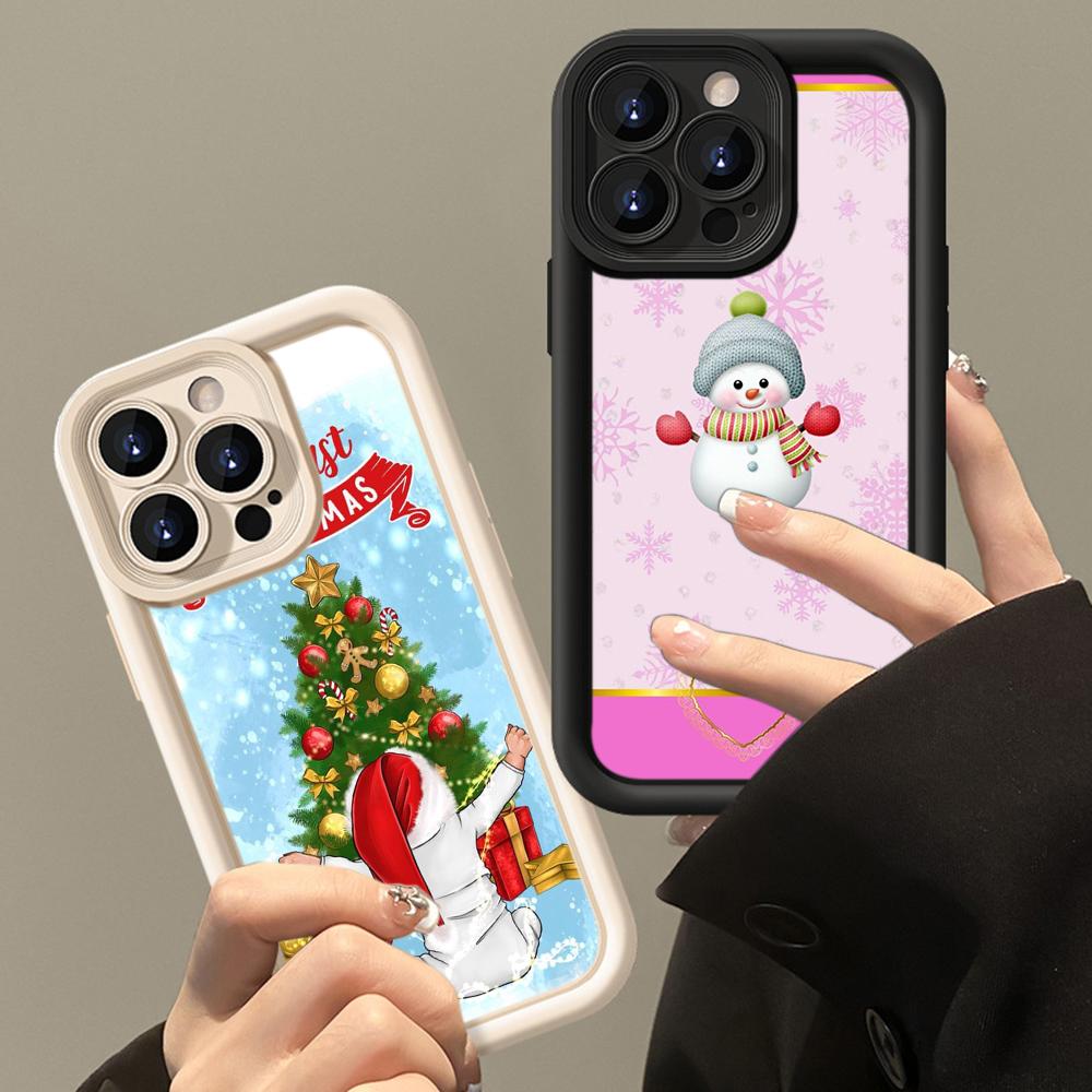 Ae108 Happy New Year Merry Christmas Phone Cases for iPhone 16 14 13 11 Pro Max 15 7 8 6s Plus 12 Mini XR XS Max SE Angel Eye Ladder Protective Cover