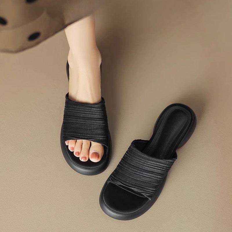 

Новая женская обувь на толстой подошве, шлепанцы через плечо 40 чёрный