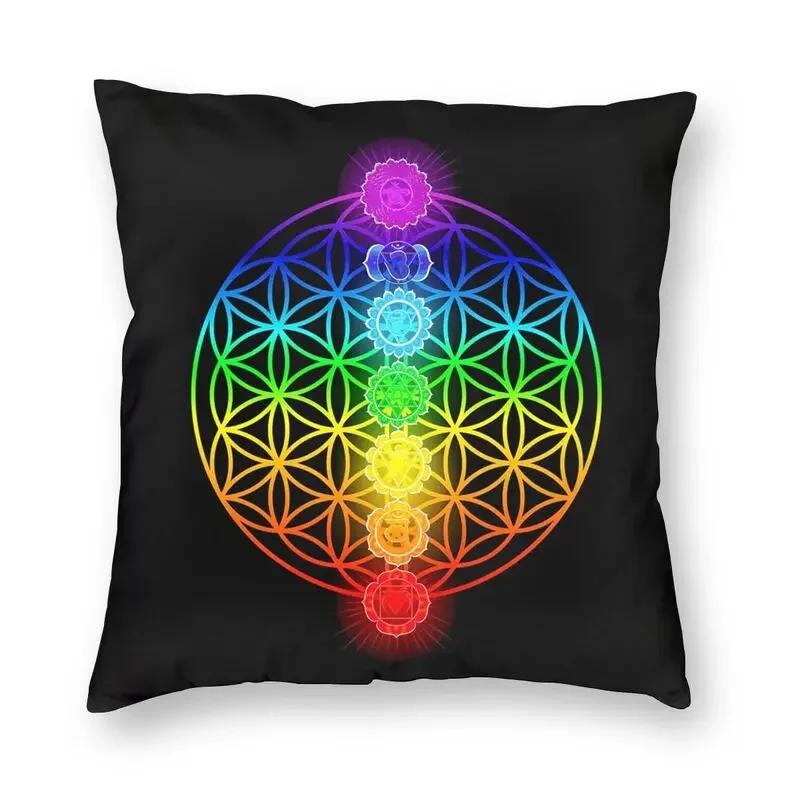 Mandala Blume des Lebens im Lotus Kissenbezug 45x45cm Heim Dekoration Druck Heilige Geometrie Wurfkissen für Sofa Zweiseitig