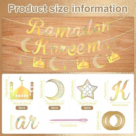 Spheretron Banner Hanging Garland Ramadan Mubarak Gold