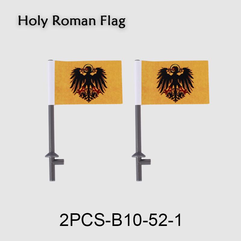 Medieval Military Flag Series War Castle Knight Soldier Warrior Accessories Building Blocks Ancient Holy Rome Bricks Toys Gifts