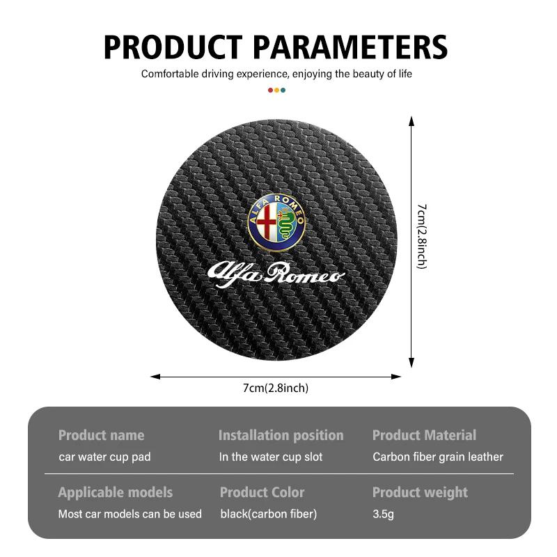 Kohlefaser Auto-Getränkeuntersetzer Becherhalter Anti-Rutsch-Pad Für Alfa Romeo Giulietta GT 159 147 156 Mito Brera Giulia Spider F1