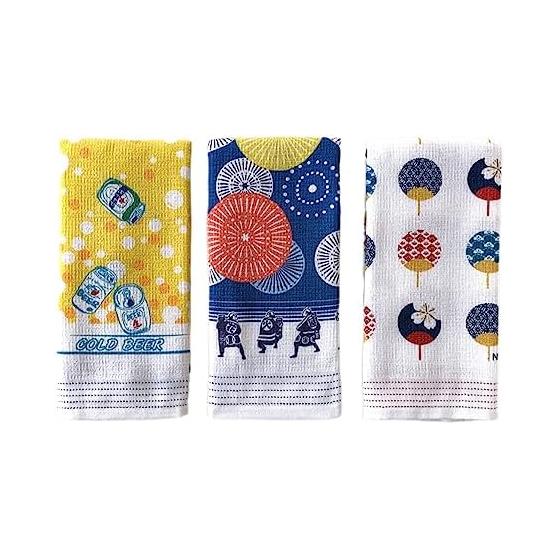 Context Tenugui Towel Set of 3 - Toriaezu Beer , Hanabishi , Komori Uchiwa