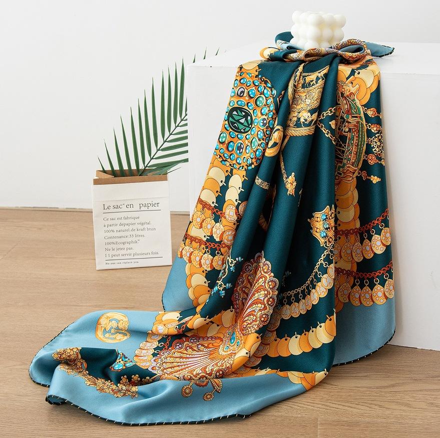 100% mulberry silk silk scarf women's  spring and summer double-sided printed silk scarf shawl