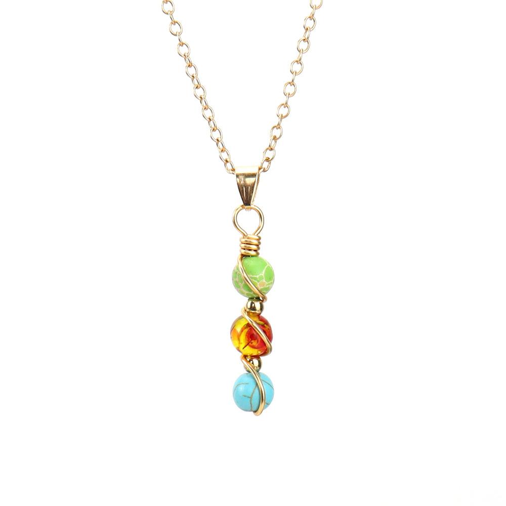 Hand-Wound Crystal Bead Agate Amethyst Pendant Necklace N709