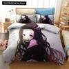 Set Biancheria da Letto Stampato 3D Demon Slayer Giappone Anime Copripiumini Piumone Biancheria da Letto Tessili per la Casa Biancheria da Letto