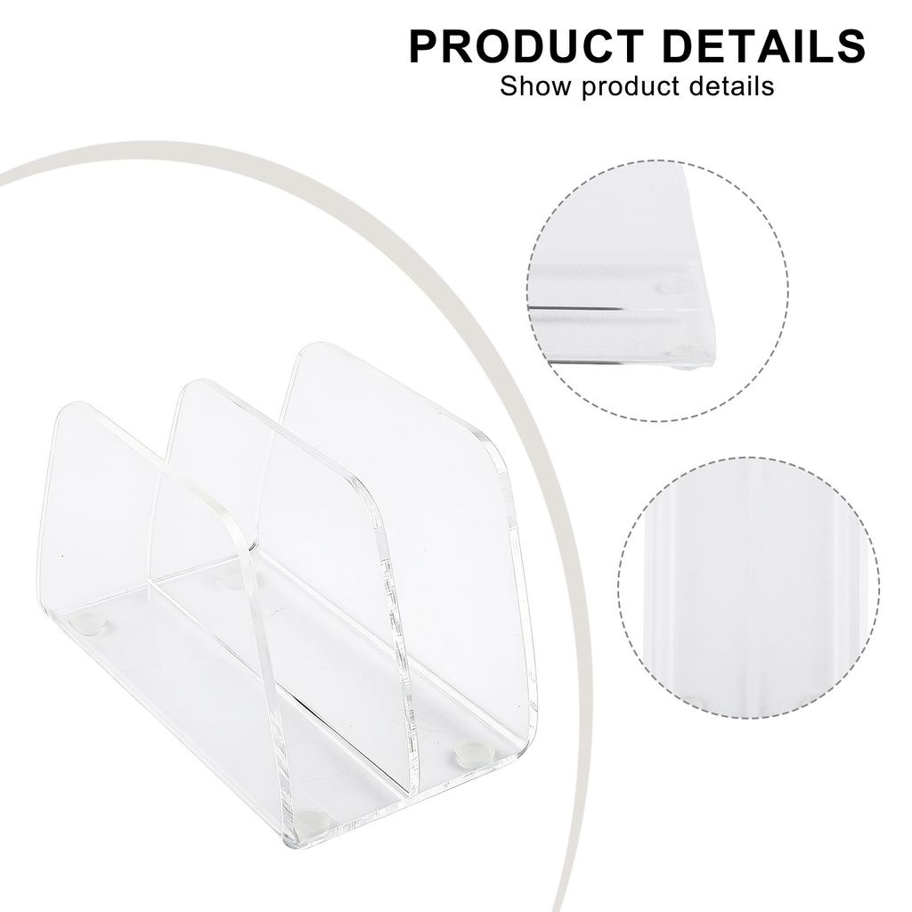 Letter Sorter Clear Desk Organizer For Home Office 2-compartment Design Thick Acrylic Construction Smooth Rounded Edges For Home