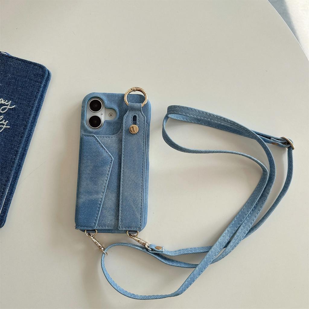 Leather Wrist Strap Ring Wallet Card Slot Holder Phone Case for IPhone 17 Air 16E 15 Plus 14 13 12 11 Pro Max Crossbody Cover