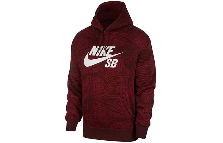 Nike Sweatshirts Men s Burgundy Hooded Thickened Regular CK5125-638 L