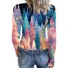 Women's  Slim Bottom T-shirt Fashion Casual Gradient Printing Round Neck Pullover Long Sleeve Top