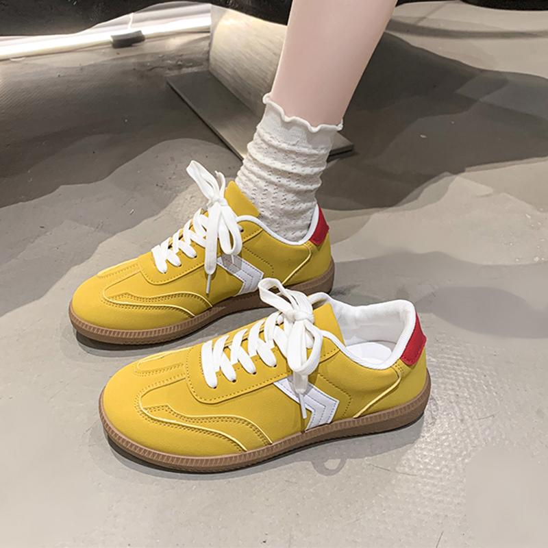 Sweet Candy Color Lace Up Skateboard Shoes Women 2025 Autumn Round Toe Low Heel Sneakers Soft Sole Non Slip Driving Shoes