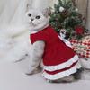 Christmas Double-sided Fleece Semi-turtleneck Gorgeous Rhinestone Bow Cake Skirt Pet Clothing