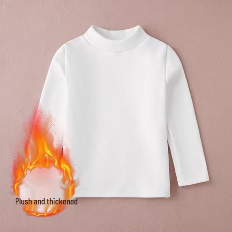 Kids' 2024 Cotton High Neck Long Sleeve T-Shirt – Cozy, Trendy Autumn/Winter Base Layer for Boys & Girls.