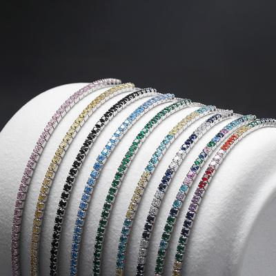 S925 Sterling Silver Bracelet Color Mixed Color Tennis Chain