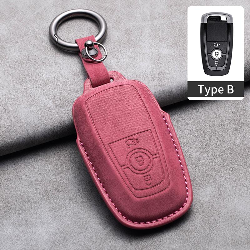 Styling Mouldings Sheepskin Car Key Cover Case for Ford Maverick Focus Edge Explorer Everest Fusion Mondeo Mustang Raptor Bronco