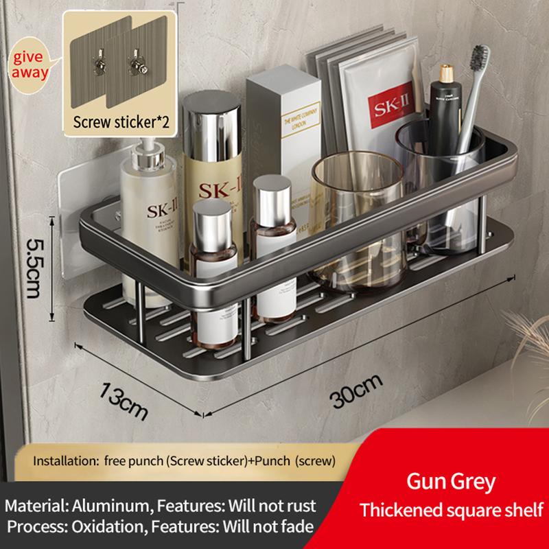 

Серый оружейный стеллаж для хранения в ванной комнате, настенный стеллаж для хранения без перфорации, туалет, стеллаж для хранения умывальника