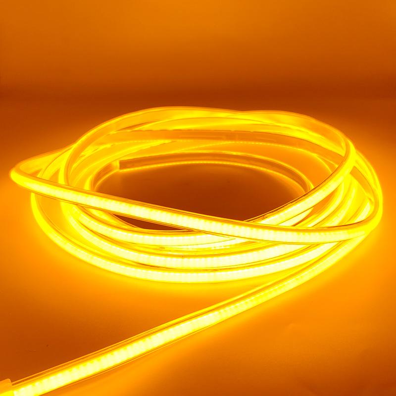 220V LED FCOB Strip - 240 LEDs, High Brightness, Even Illumination, 10cm Cuttable, Self-Adhesive.
