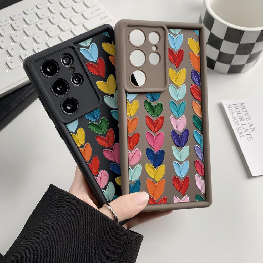 Soft Case For Samsung A55 5G S25 Ultra S24 FE A54 A16 A15 A53 A35 A34 A14 A13 A06 A05 A05s A33 A25 S23 S22 Plus Love Heart Cover