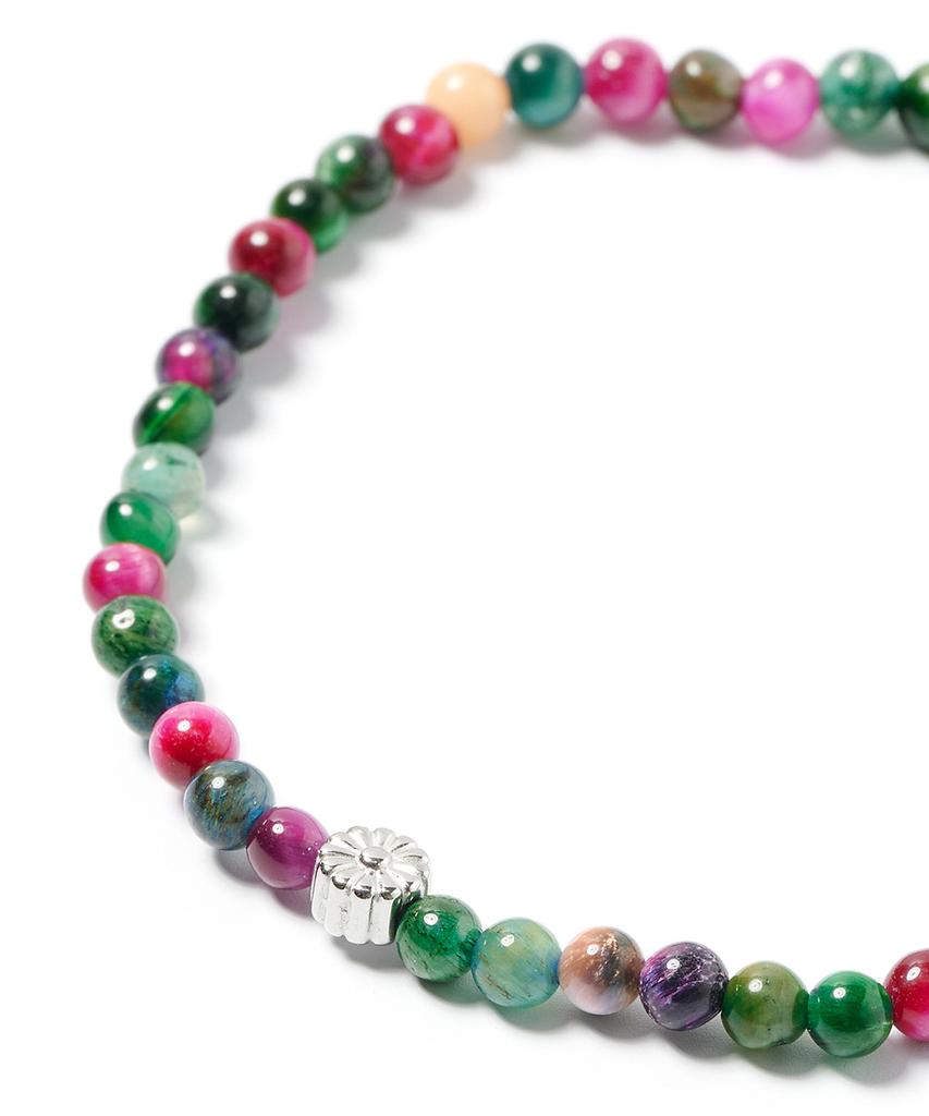 Jbans Classic Chrysanthemum Pendant 4Mm Slim Mixed Color Gemstone Bracelet (C2503Ac1337_Gn)