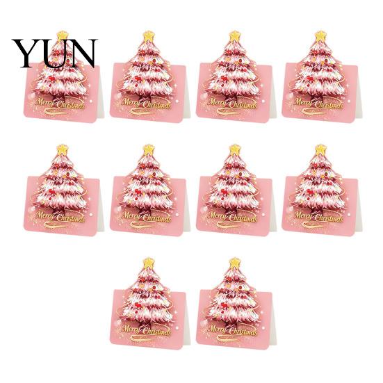 Christmas Atmosphere Decoration Cards 10 Pcs 3D Tree Greeting Cards, Holiday Postcards Decorative Bulk for New Year, Winter Xmas Party Supplies