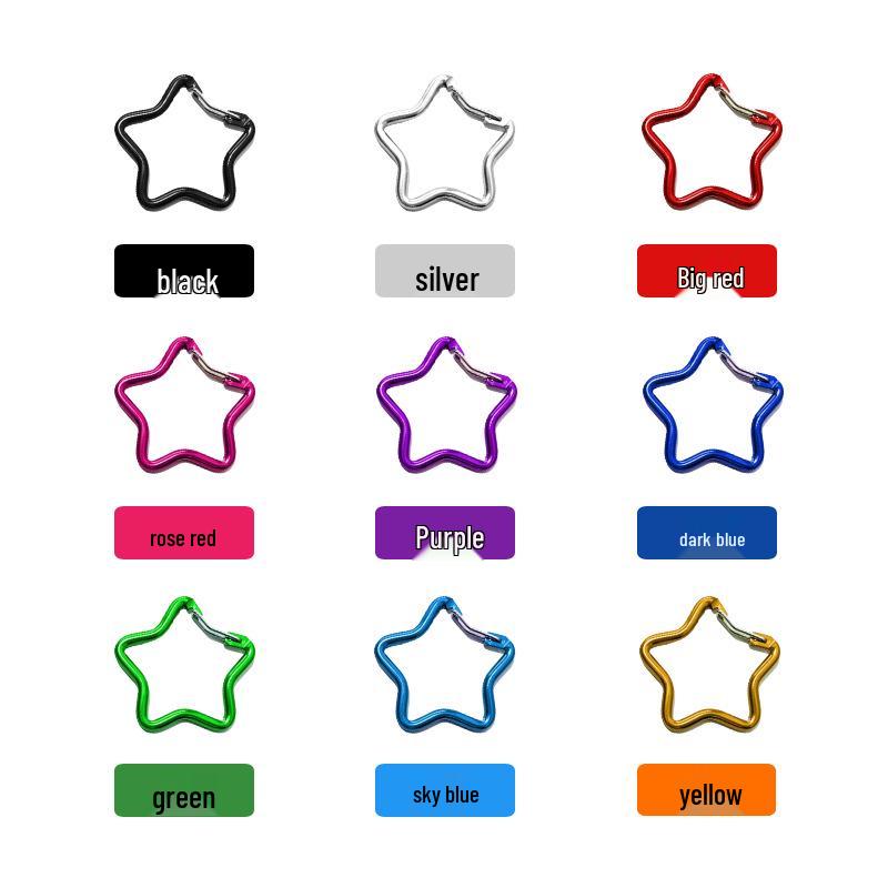 

Colorful Aluminum Pentagon Carabiner Hook for Bags, Jewelry & Clothing Accessories with Star Quick-Release Buckle