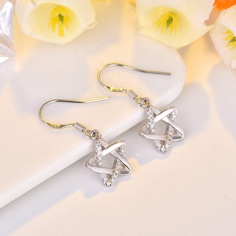 Zircon Hollow Five-angle Star Personality Tassel Temperament Earrings for Girls Minimalist Personalized Earrings Accessories