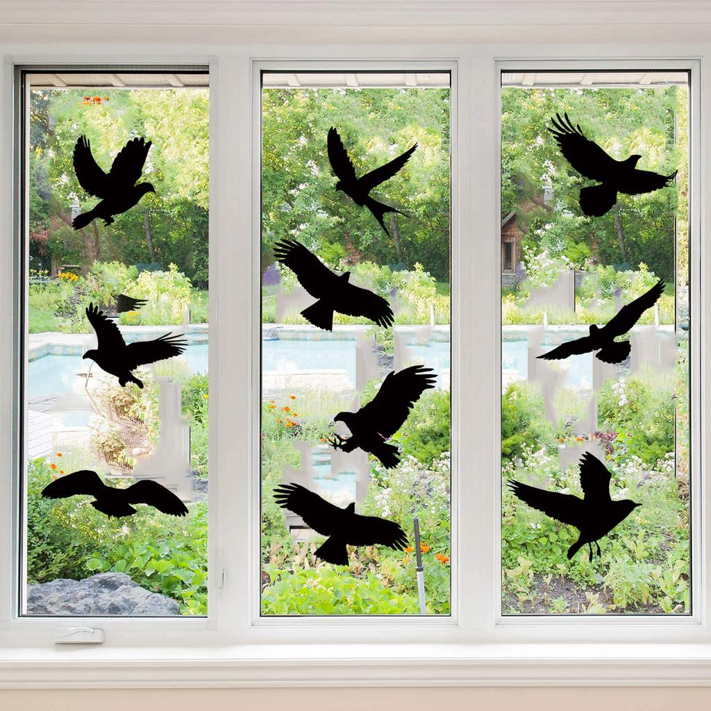 9 Stück Antikollisions-Fenster-Vogelaufkleber Schwarze Silhouetten Glastür zum Schutz Vögel retten Glastür zum Schutz