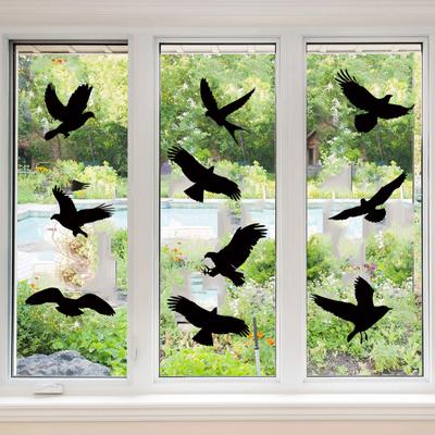 9pcs Anti-collision Window Bird Stickers Black Silhouettes Glass Door for Protection Save Birds Glass Door for Protectio