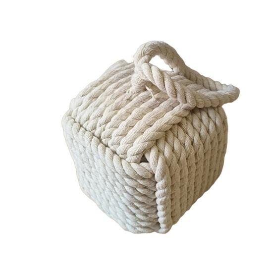 Weighted Door Stopper Heavy Sand Filled Door Stop with Handle Home Office Indoor Decorative Handmade Cotton Rope Ball Floor Doorstop