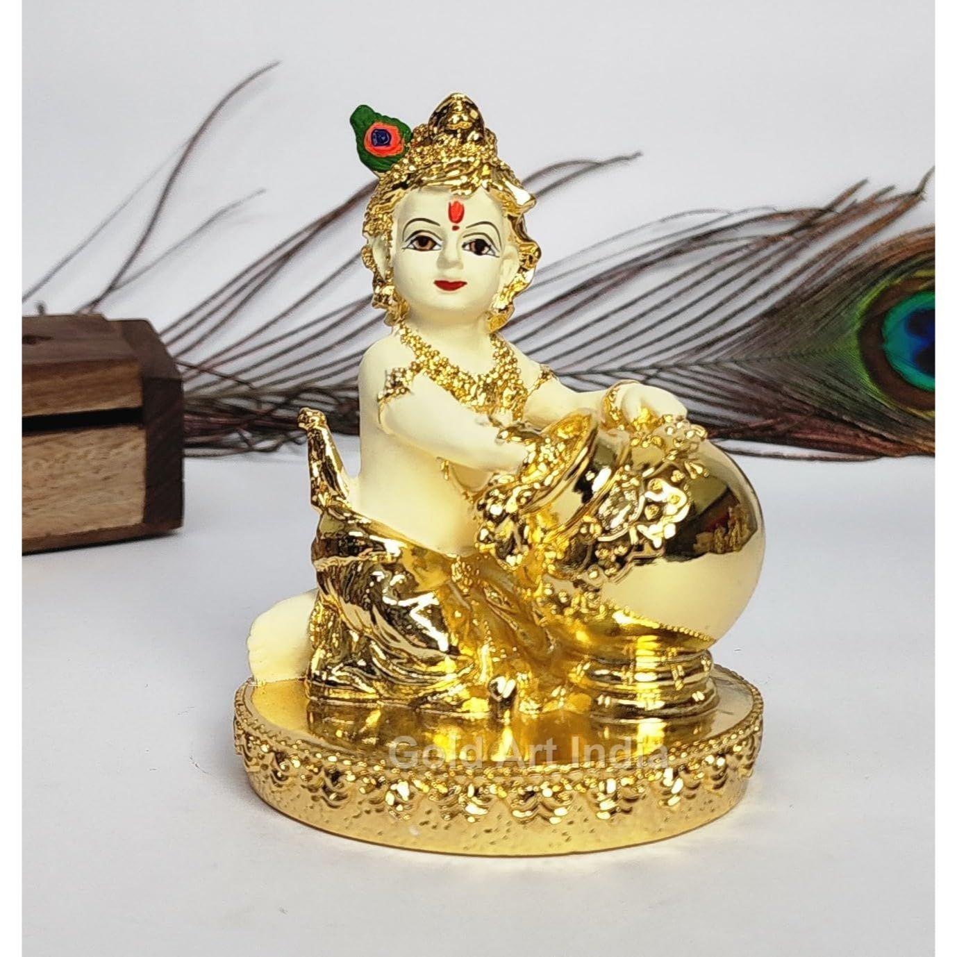 

Makhan Krishna Idol for Home Decor | Laddu Gopal Murti for Gifting | Small Statue for Office Desk | Makhan Chor Idol | Bala Krishna Idol for Puja