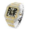 MISSFOX Luxury Diamond Watches for Men Hip Hop Style Bling Bling Iced Out Wristwatch Fashion Square Stainless Steel Waterproof Clock