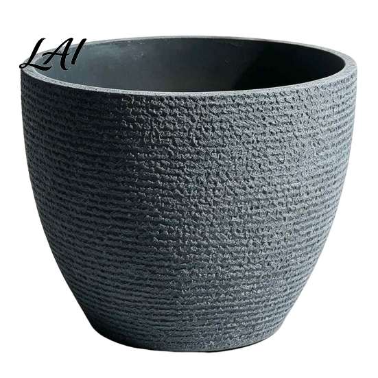 Sturdy Thickened Flower Container Large Tall Resin Planter Faux Stone Plant Pot with Embossed Modern Entryway Texture Decorative for Indoor