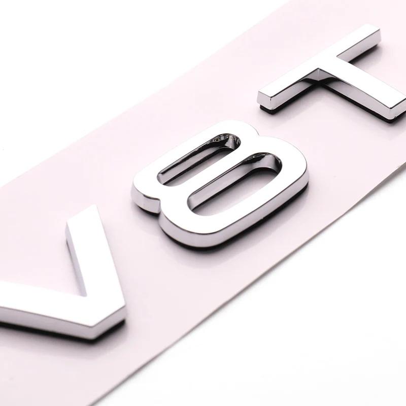 2026 3D ABS Chrome Black V8T Logo V6T Emblem Letters For Audi Stickers A4 A1 A5 Q3 Q5 Q7 S5 A6 V6T S8 V8T Badge Decal Accessories