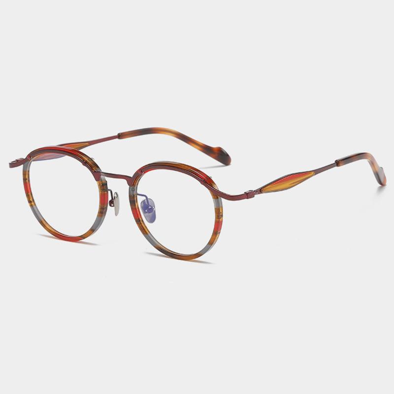 

Italian Design Replica Handmade Pure Titanium Acetate Eyewear Korea Women Men Ultralight Eyeglasses Round Retro Glasses Frame Demo Lens